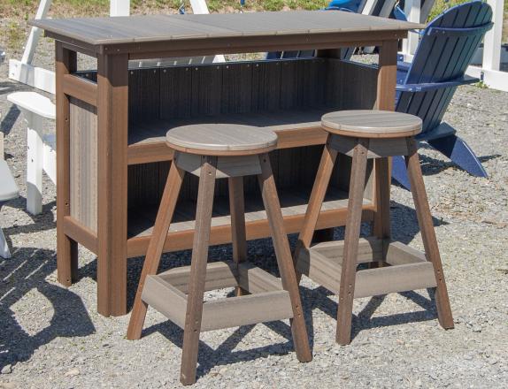 Poly Bar and Bar Stools in woodgrain color premium poly lumber