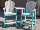 Pub Settee in Light Grey and Aruba Blue Poly Lumber