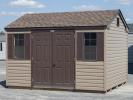 10x12 Storage Shed With Peak Roofline and Java Vinyl Siding