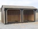 Pine Creek 10x20 Run In Barn with Ebony Polyurethane walls, Beige trim and, Weatherwood shingles