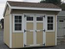 Pine Creek 8x10 Cottage with Beige walls, White trim and, Barkwood shingles